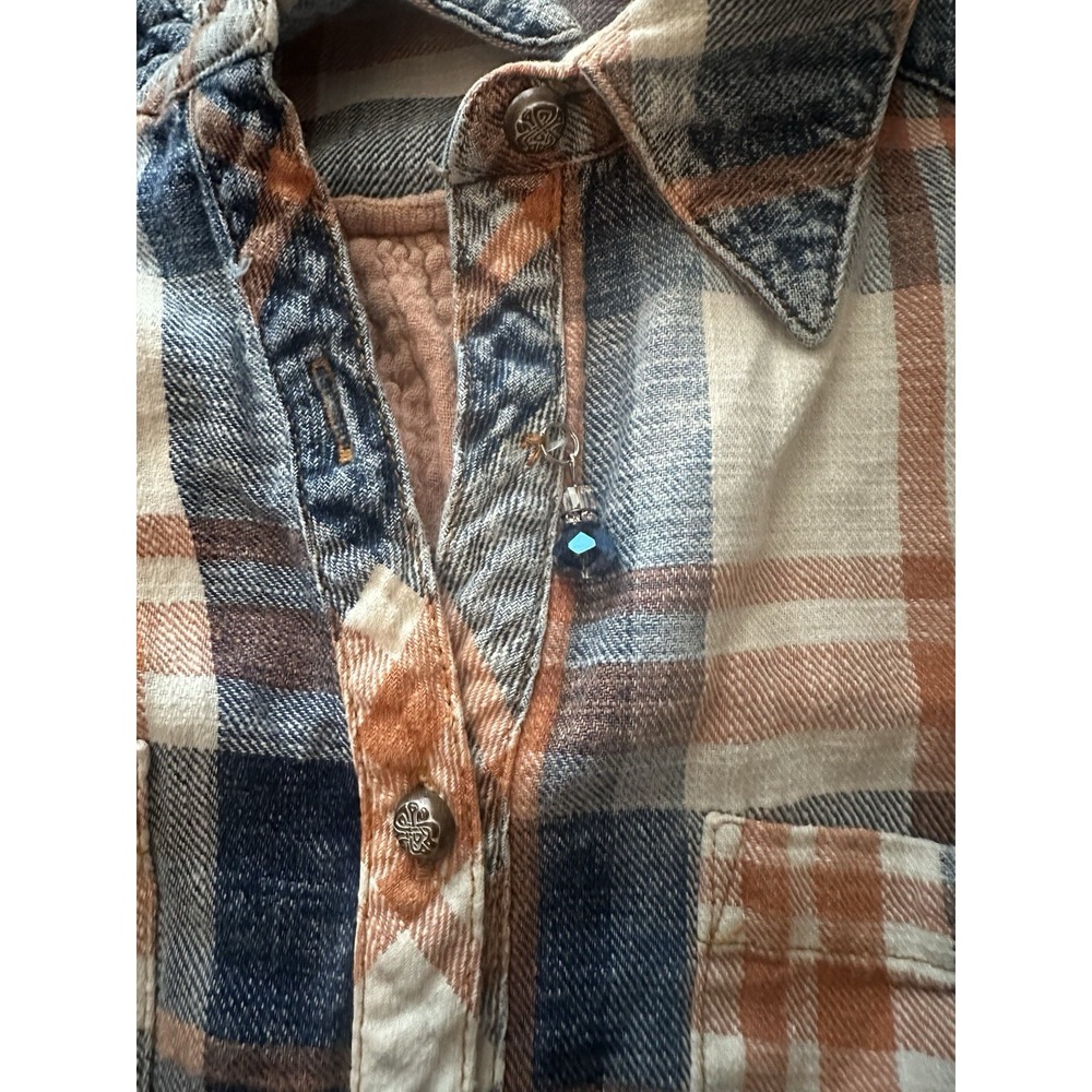 Aratta Silent Journey SMALL Boho Peacock Embroidered Bell Sleeve Button Up Shirt - Picture 6 of 13